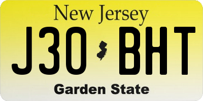 NJ license plate J30BHT