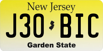 NJ license plate J30BIC