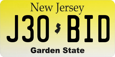 NJ license plate J30BID