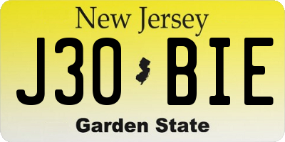 NJ license plate J30BIE