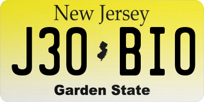 NJ license plate J30BIO