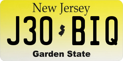 NJ license plate J30BIQ
