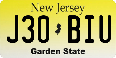NJ license plate J30BIU