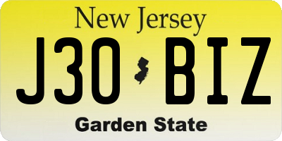 NJ license plate J30BIZ