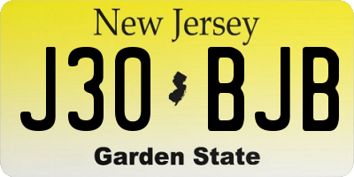 NJ license plate J30BJB