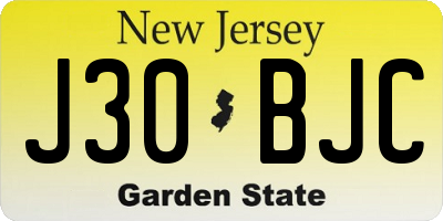 NJ license plate J30BJC