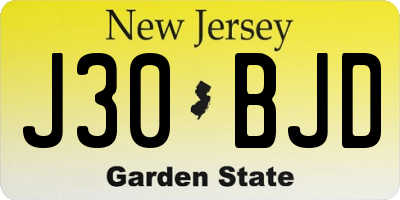 NJ license plate J30BJD