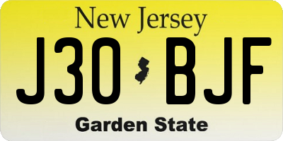 NJ license plate J30BJF