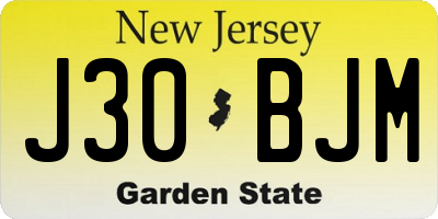 NJ license plate J30BJM