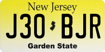 NJ license plate J30BJR