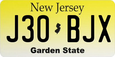 NJ license plate J30BJX