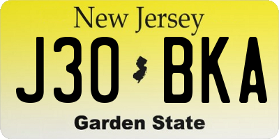 NJ license plate J30BKA