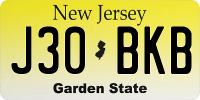 NJ license plate J30BKB