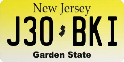 NJ license plate J30BKI