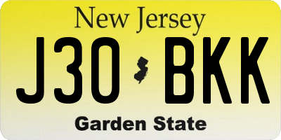NJ license plate J30BKK