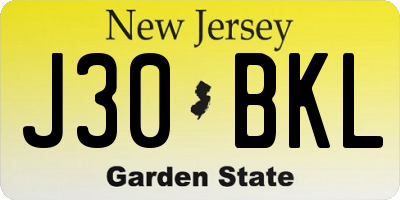 NJ license plate J30BKL