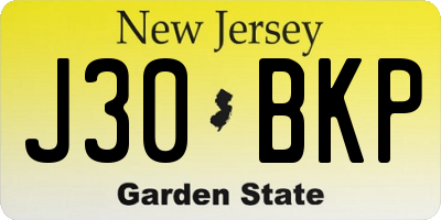 NJ license plate J30BKP