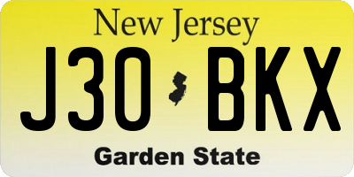 NJ license plate J30BKX