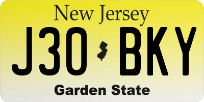 NJ license plate J30BKY