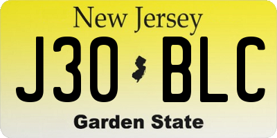 NJ license plate J30BLC