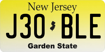 NJ license plate J30BLE