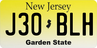 NJ license plate J30BLH