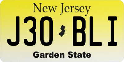 NJ license plate J30BLI