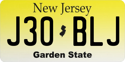 NJ license plate J30BLJ
