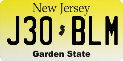 NJ license plate J30BLM