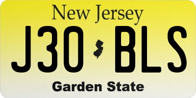 NJ license plate J30BLS