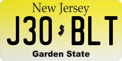 NJ license plate J30BLT