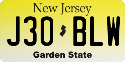 NJ license plate J30BLW