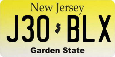 NJ license plate J30BLX