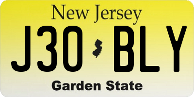 NJ license plate J30BLY