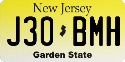 NJ license plate J30BMH
