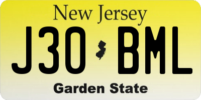 NJ license plate J30BML
