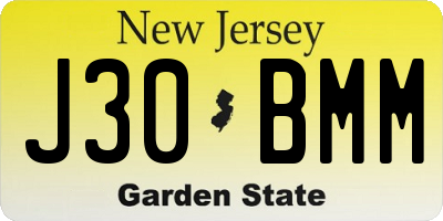 NJ license plate J30BMM