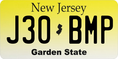 NJ license plate J30BMP