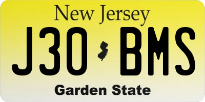 NJ license plate J30BMS