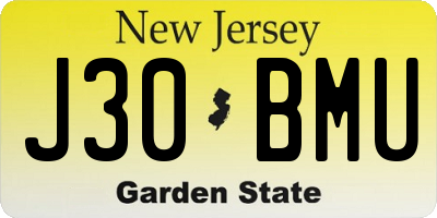 NJ license plate J30BMU