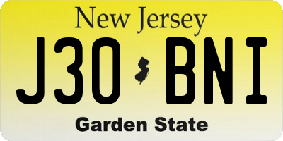 NJ license plate J30BNI