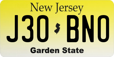 NJ license plate J30BNO