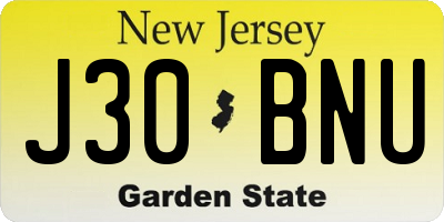 NJ license plate J30BNU