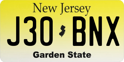 NJ license plate J30BNX