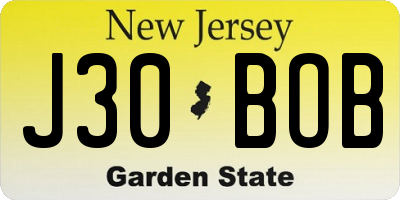 NJ license plate J30BOB