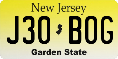 NJ license plate J30BOG