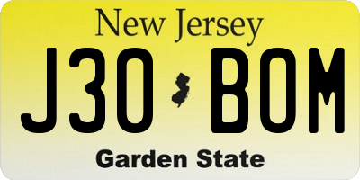 NJ license plate J30BOM