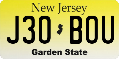 NJ license plate J30BOU
