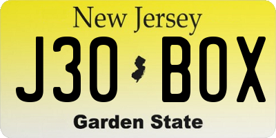 NJ license plate J30BOX