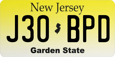 NJ license plate J30BPD